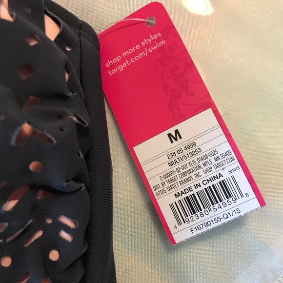 Xhilaration Grey w Pink Lining Laser Cut Swimsuit - Picture 4 of 9